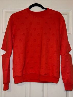 JoyLab Red Textured Crewneck Sweatshirt